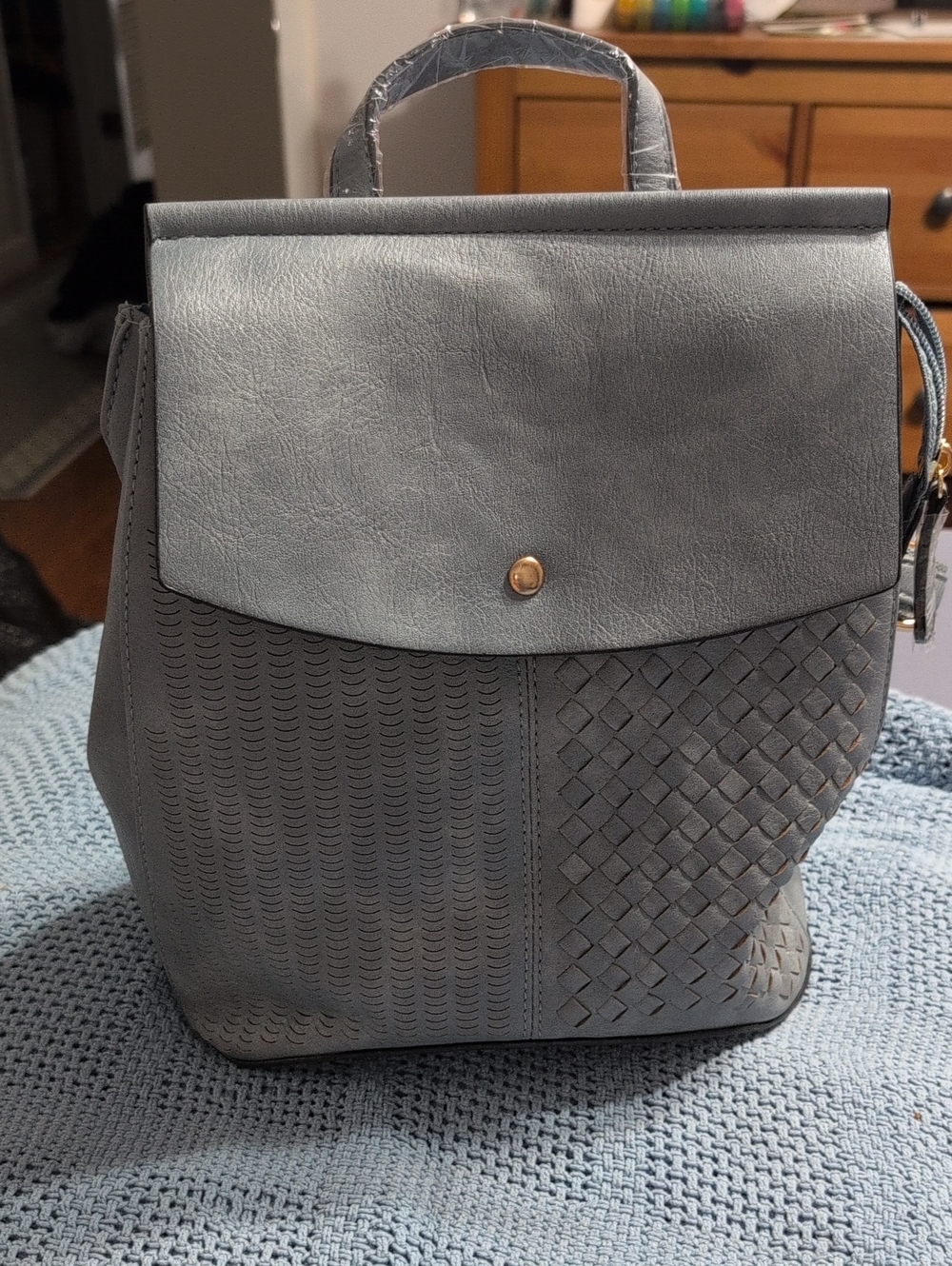Stylish Gray/Blue Women’s Backpack Purse